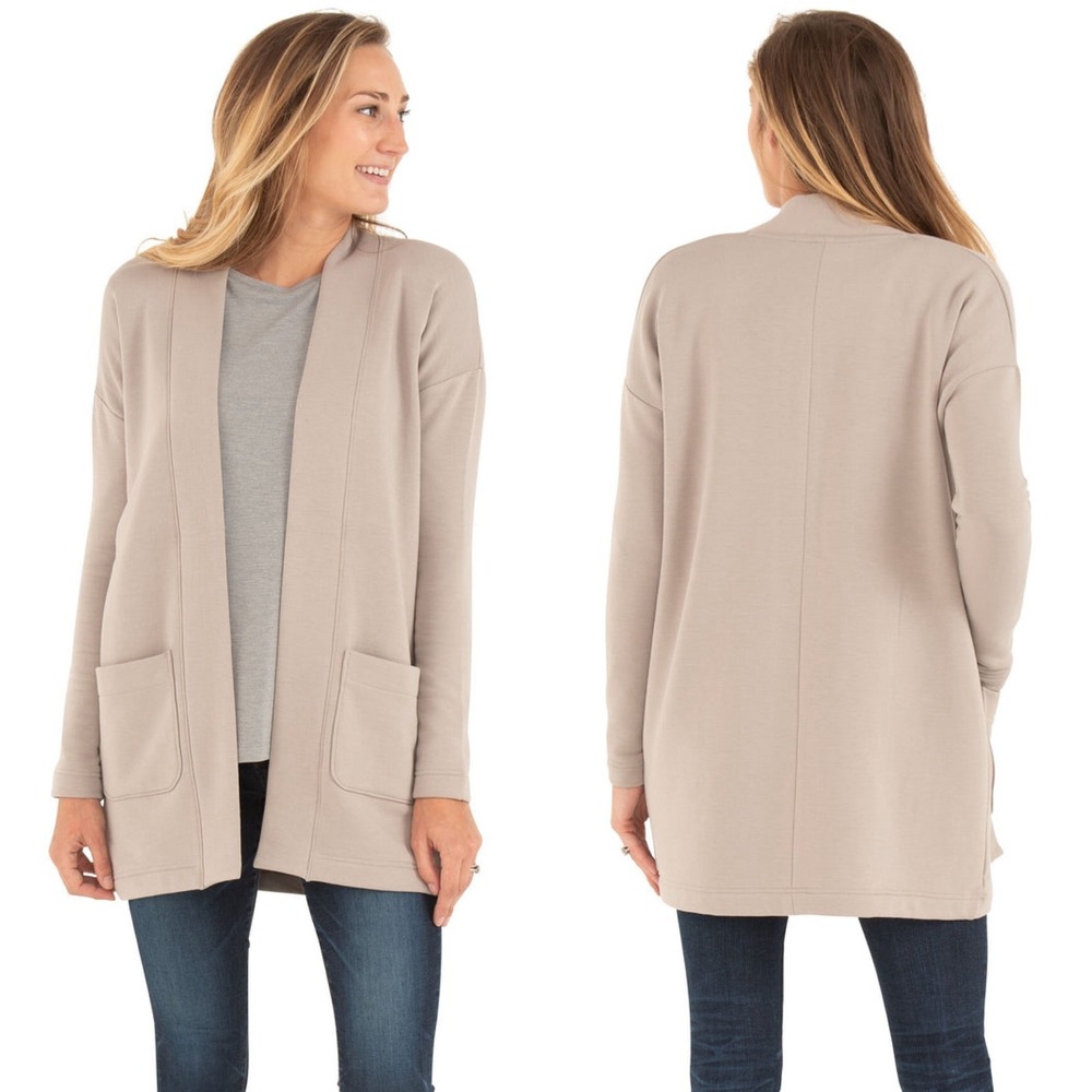 Free Fly Bamboo Thermal‎ Fleece Cardigan Tan Size S Gorpcore Athleisure Casual